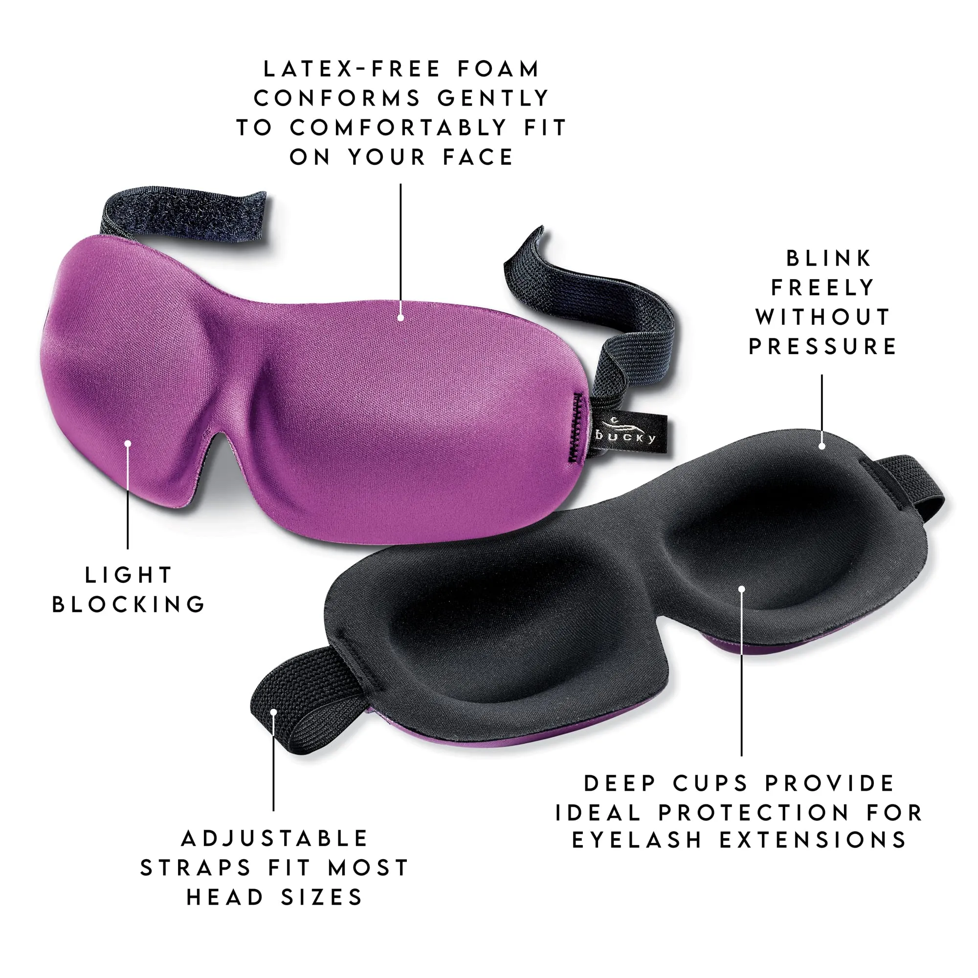 Bucky 40 Blinks No Pressure Eye Mask for Travel & Sleep, Aqua, One Size