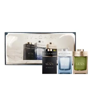 Bvlgari Men's Miniatures Gift Set 3 x 15ml EDP Splashes (Man In Black   Glacial Essence   Man Wood Essence)