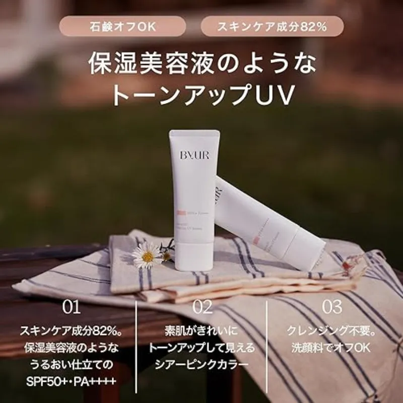 ByUR Makeup Base Sunscreen Sunscreen UV Cut SPF50  PA     Tone Up Korea Serum Fit Veil Day UV Essence Sheer Pink