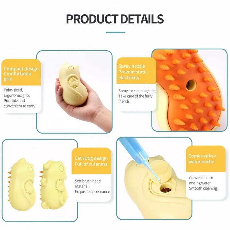 Cat Steamy Brush, New 3 in 1 Spray Cat Brush, Cat Steamer Brush for Massage, Self Cleaning Steam Cat Brush for Removing Tangled And Loosse Hair (A B)