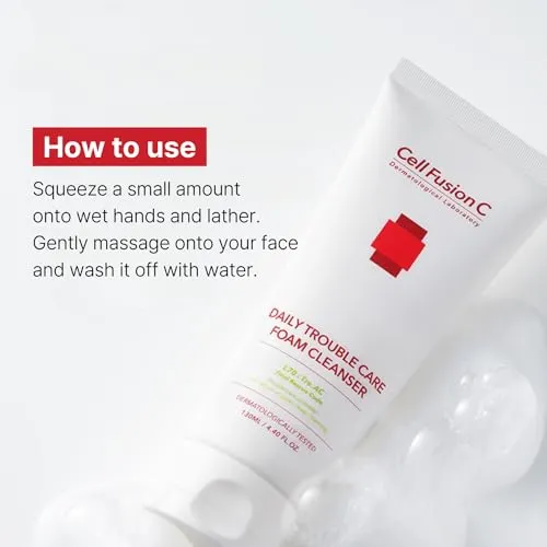Cell Fusion C Tre.AC Daily Trouble Care Foam Cleanser, Gentle Foaming Cleanser for Acne-Prone Skin, Salicylic Acid to Help Clear Acne, 3.38 fl.oz