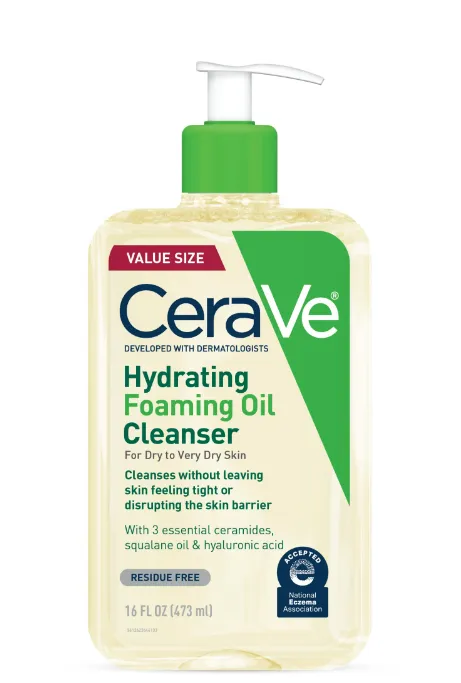 CeraVe Hydrating Foaming Oil Facial Cleanser, Dry Skin Face Wash with Hyaluronic Acid, 16 fl oz