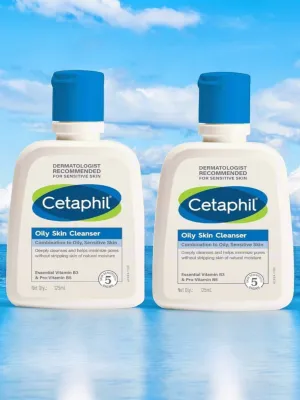 Cetaphil Oily Skin Cleanser, Daily Face Wash for Oily and Acne Prone Skin, Gentle Foaming, 125ml, Pack of 2