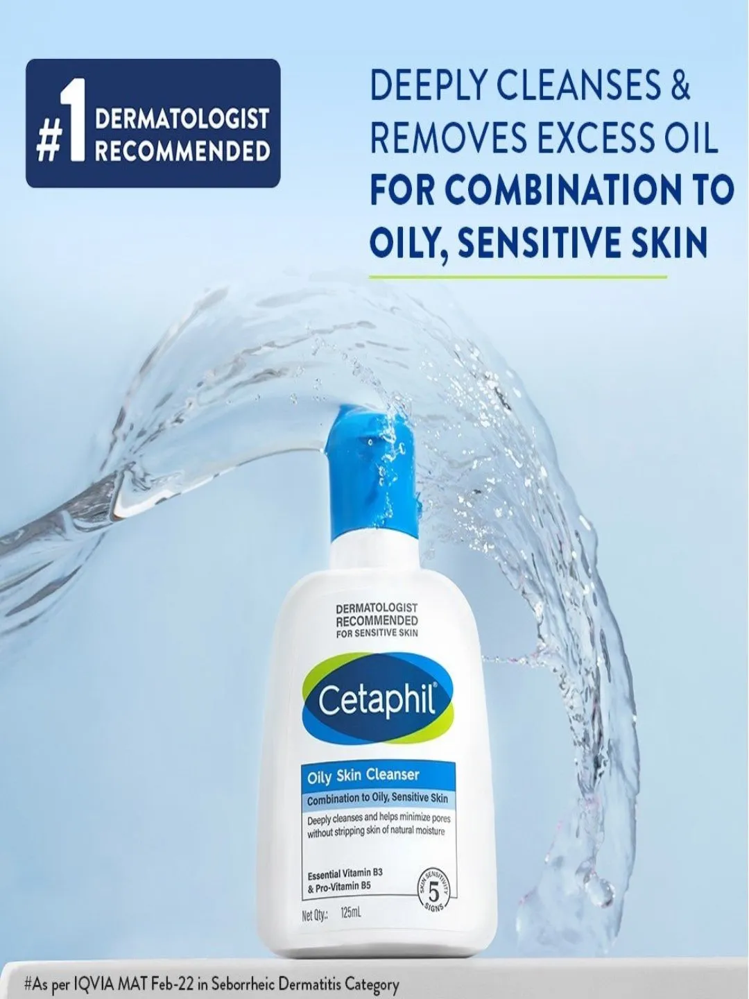 Cetaphil Oily Skin Cleanser, Daily Face Wash for Oily and Acne Prone Skin, Gentle Foaming, 125ml, Pack of 2