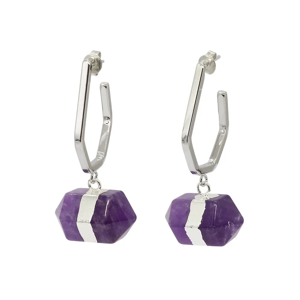 Chakra Hexagon Stone Earrings