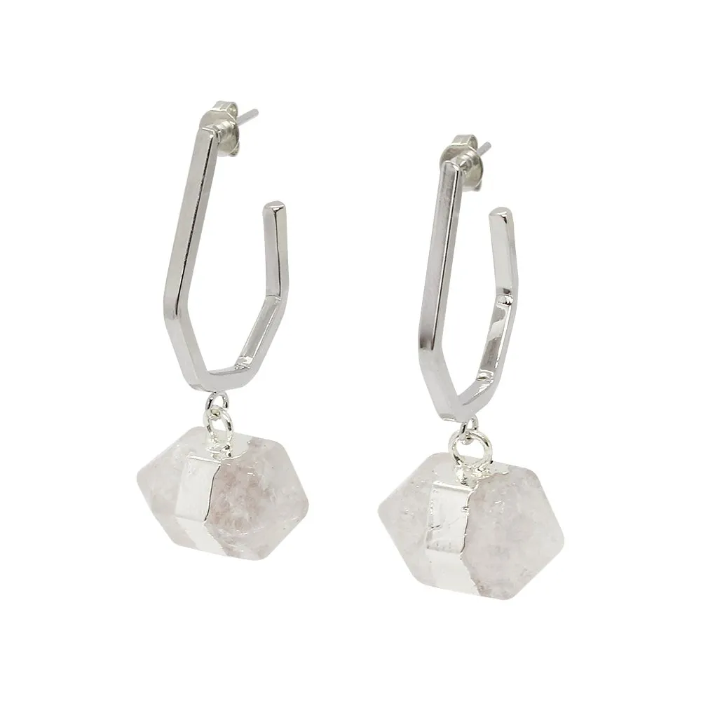 Chakra Hexagon Stone Earrings