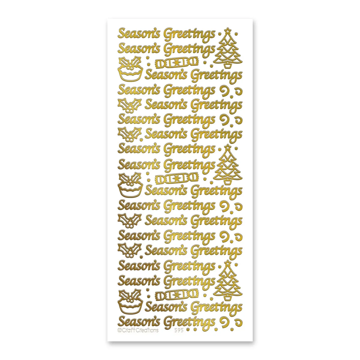Christmas Variety Gold Self Adhesive Stickers, pack of 15