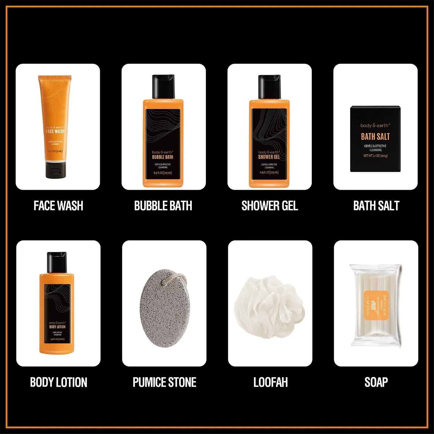 Citrus Scented Men's Bath Set with Body Lotion