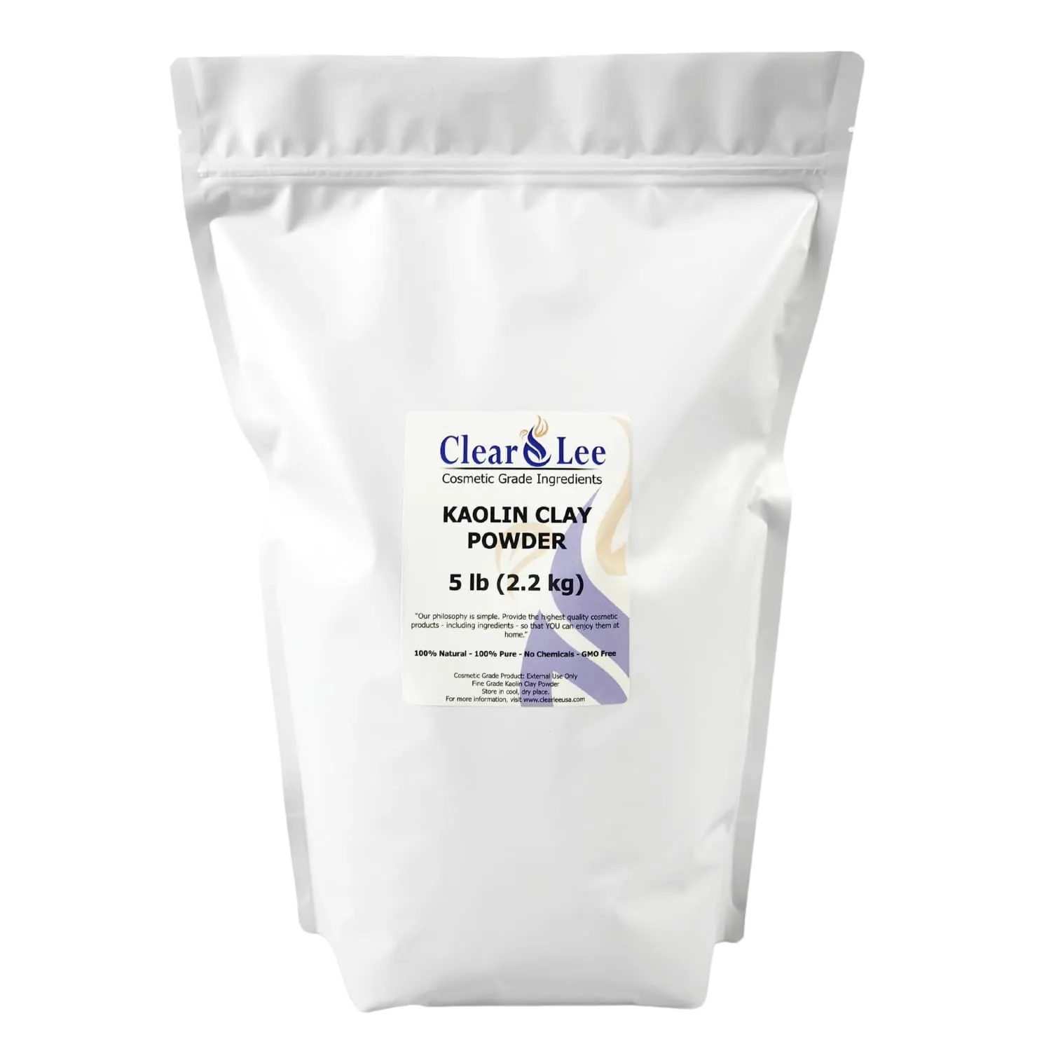 ClearLee Kaolin Clay Cosmetic Grade Powder - 100% Pure Natural Powder - Great For Skin Detox, Rejuvenation, and More - Heal Damaged Skin - DIY Clay Face Mask (5 LB)