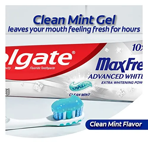 Colgate Max Fresh Toothpaste, Advanced Whitening Toothpaste with Mini Breath Strips, Clean Mint Toothpaste for Bad Breath, Helps Fight Cavities, Whitens Teeth, and Freshens Breath, 6.3 Oz Tube
