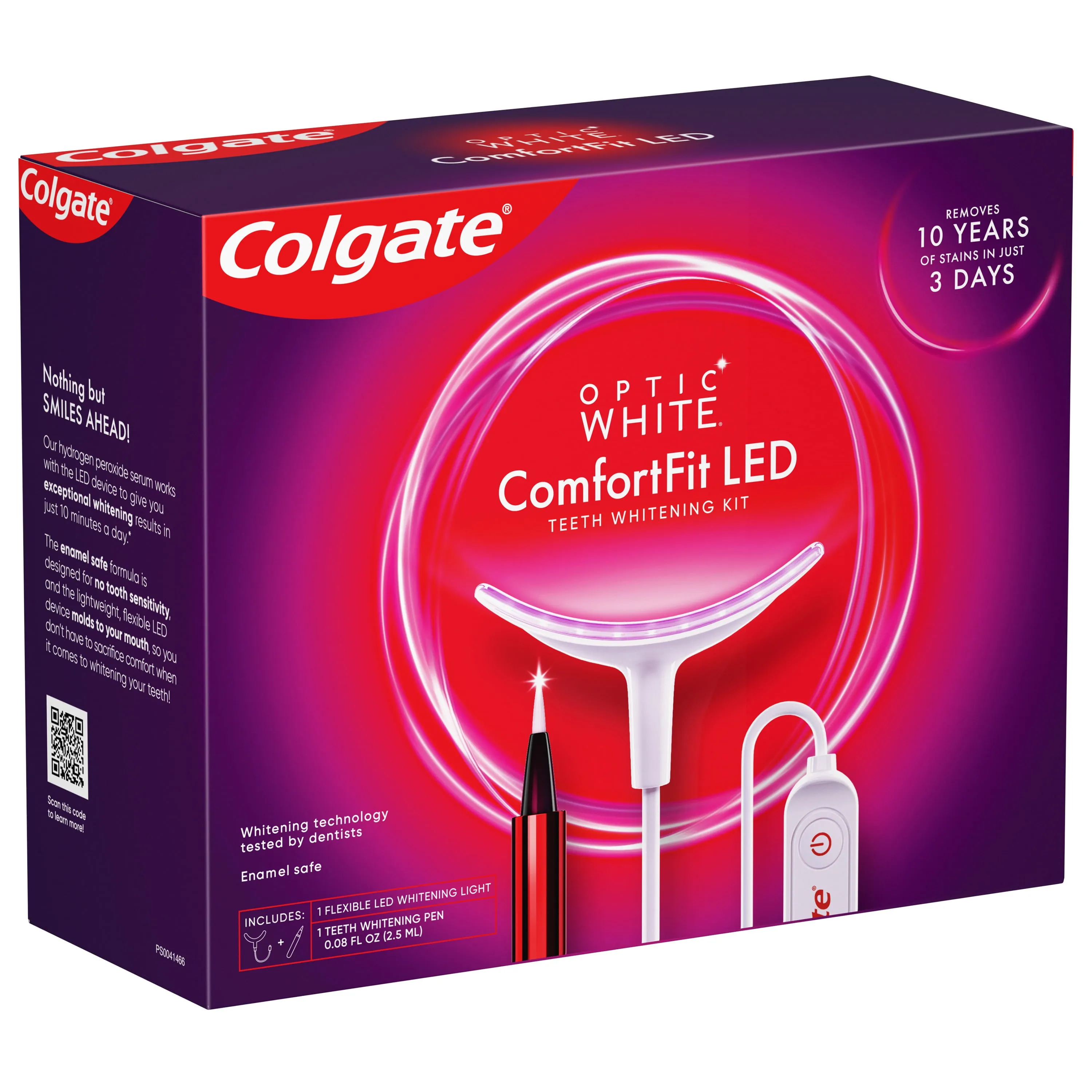 Colgate Optic White ComfortFit LED Teeth Whitening Kit with LED Light and Whitening Pen