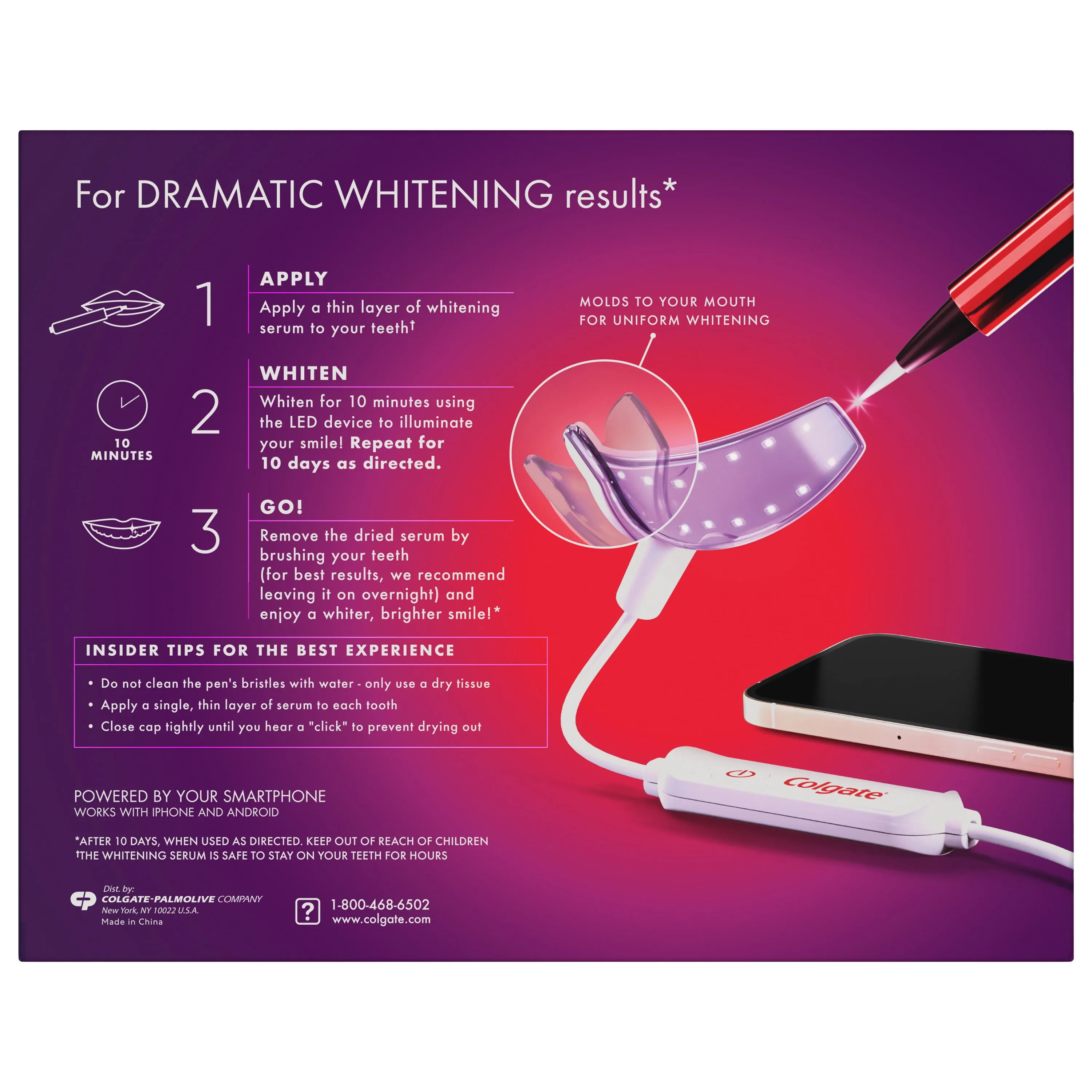 Colgate Optic White ComfortFit LED Teeth Whitening Kit with LED Light and Whitening Pen