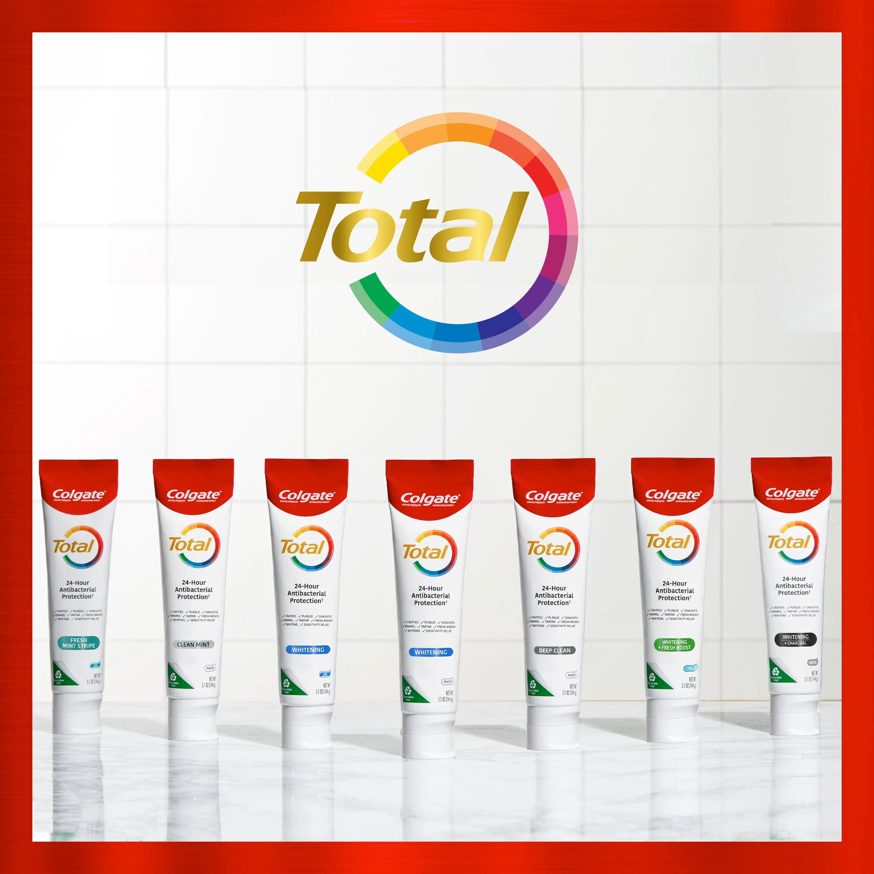 Colgate Total Whitening Toothpaste, Mint, 3 Pack, 5.1 Oz Tubes