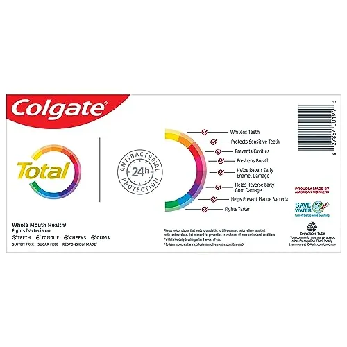 Colgate Total Whitening Toothpaste, Mint Toothpaste, 5.1 oz Tube, 2 Pack