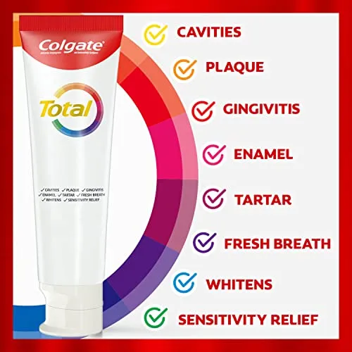 Colgate Total Whitening Toothpaste, Mint Toothpaste, 5.1 oz Tube, 2 Pack