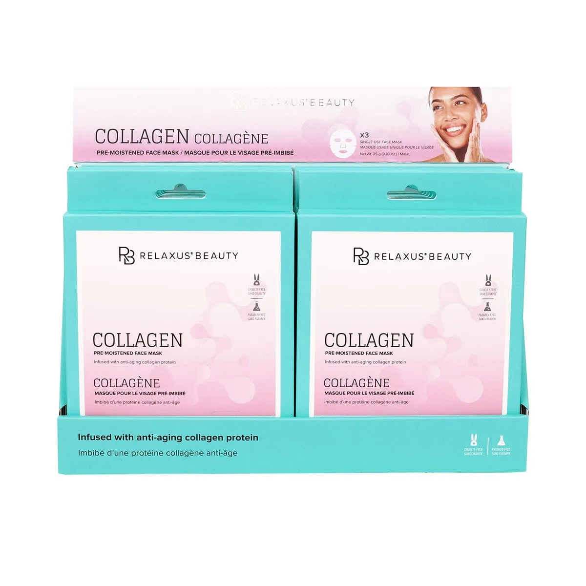 Collagen Face Masks (3-Pack) - Displayer of 12