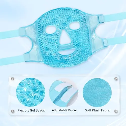 CONBELLA Cold Face Eye Masks Ice Face Mask Hot Cold Compress For Dark Circles, Puffiness, Migraines, Headache, Stress, Redness, Cooling Face Masks For Women Man, Skin Care