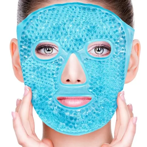 CONBELLA Cold Face Eye Masks Ice Face Mask Hot Cold Compress For Dark Circles, Puffiness, Migraines, Headache, Stress, Redness, Cooling Face Masks For Women Man, Skin Care