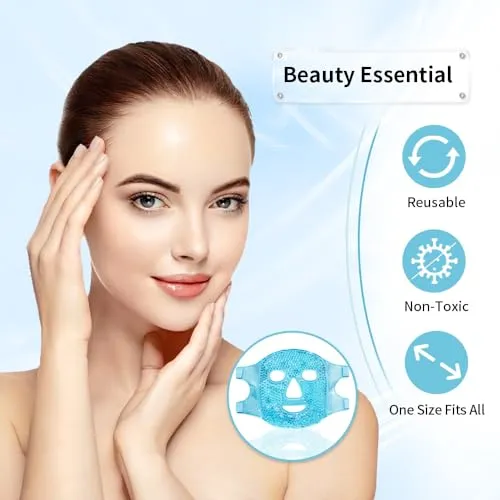 CONBELLA Cold Face Eye Masks Ice Face Mask Hot Cold Compress For Dark Circles, Puffiness, Migraines, Headache, Stress, Redness, Cooling Face Masks For Women Man, Skin Care