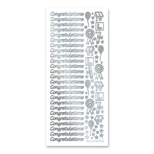 Congratulations - Small  Silver Adhesive Peel Off Stickers
