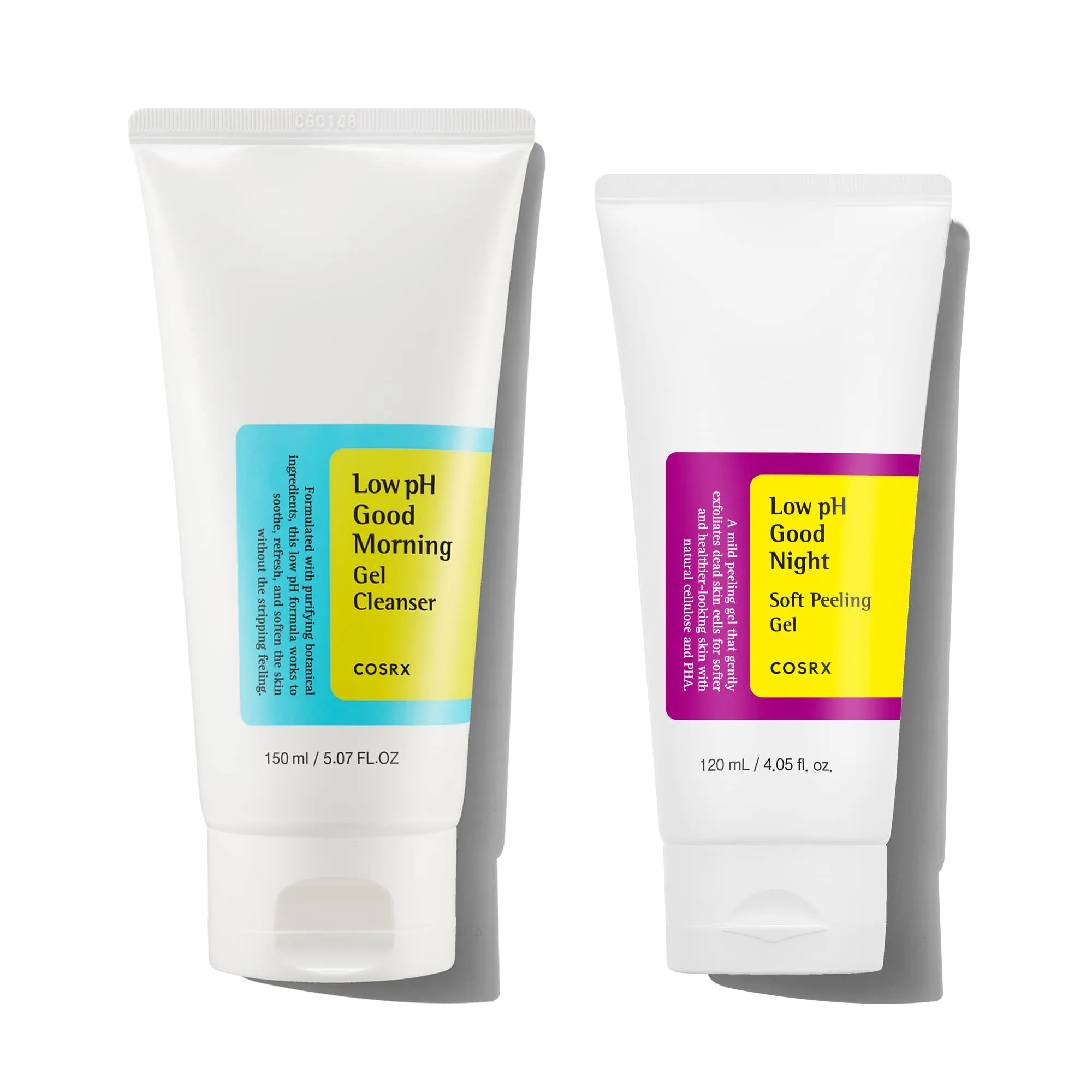 COSRX Morning Skincare Routine- Low pH Good Morning Gel Cleanser   Low pH Good Night Soft Peeling Gel, Cleanse and Exfoliate Sensitive Skin, PHA, Korean Skin Care