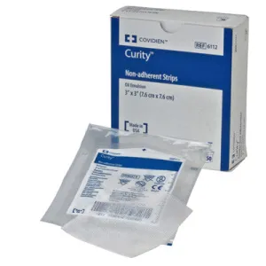 Covidien (formerly Kendall) 6112 Curity Non-adhering Oil Emulsion Dressing - 3 inch x 3 inch, Box of 50 dressings