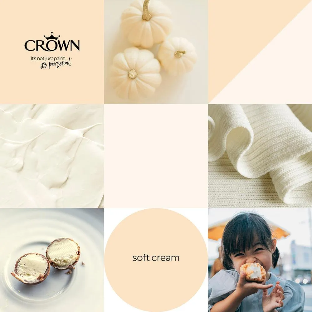 Crown Walls & Ceilings Mid Sheen Emulsion Paint | Soft Cream