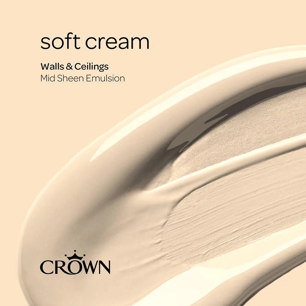 Crown Walls & Ceilings Mid Sheen Emulsion Paint | Soft Cream