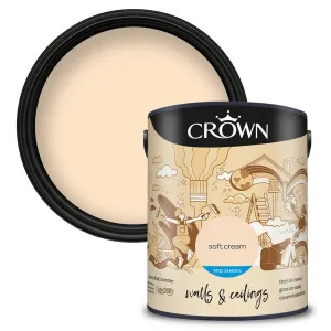 Crown Walls & Ceilings Mid Sheen Emulsion Paint | Soft Cream