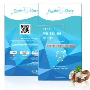 Crystal Clear Teeth Whitening Strips, Teeth, Dental Grade Professional White Strips for Sensitive Teeth, Coconut Flavor, 28 Strips, 14 Treatments