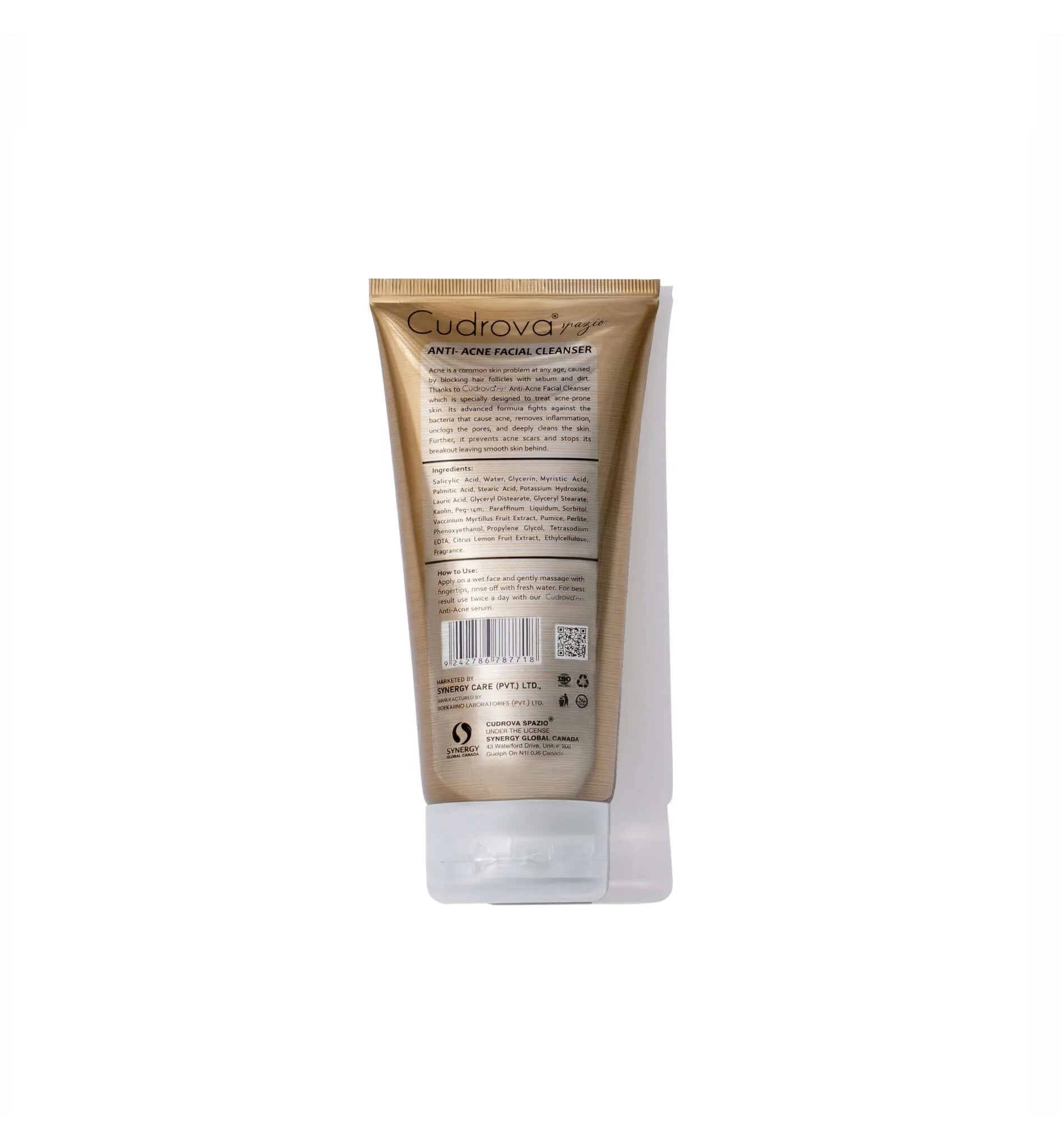 Cudrova Spazio Anti-Acne Facial Cleanser – Treats Acne, Dark Spots, and Blemishes for All Skin Types