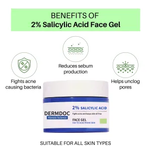 DermDoc 2% Salicylic Acid Anti Acne Face Gel ( 50 g) | salicylic acid moisturizer | salicylic acid gel | acne cream | acne treatment | anti acne gel | moisturizer for oily skin | mosturizer for oily skin