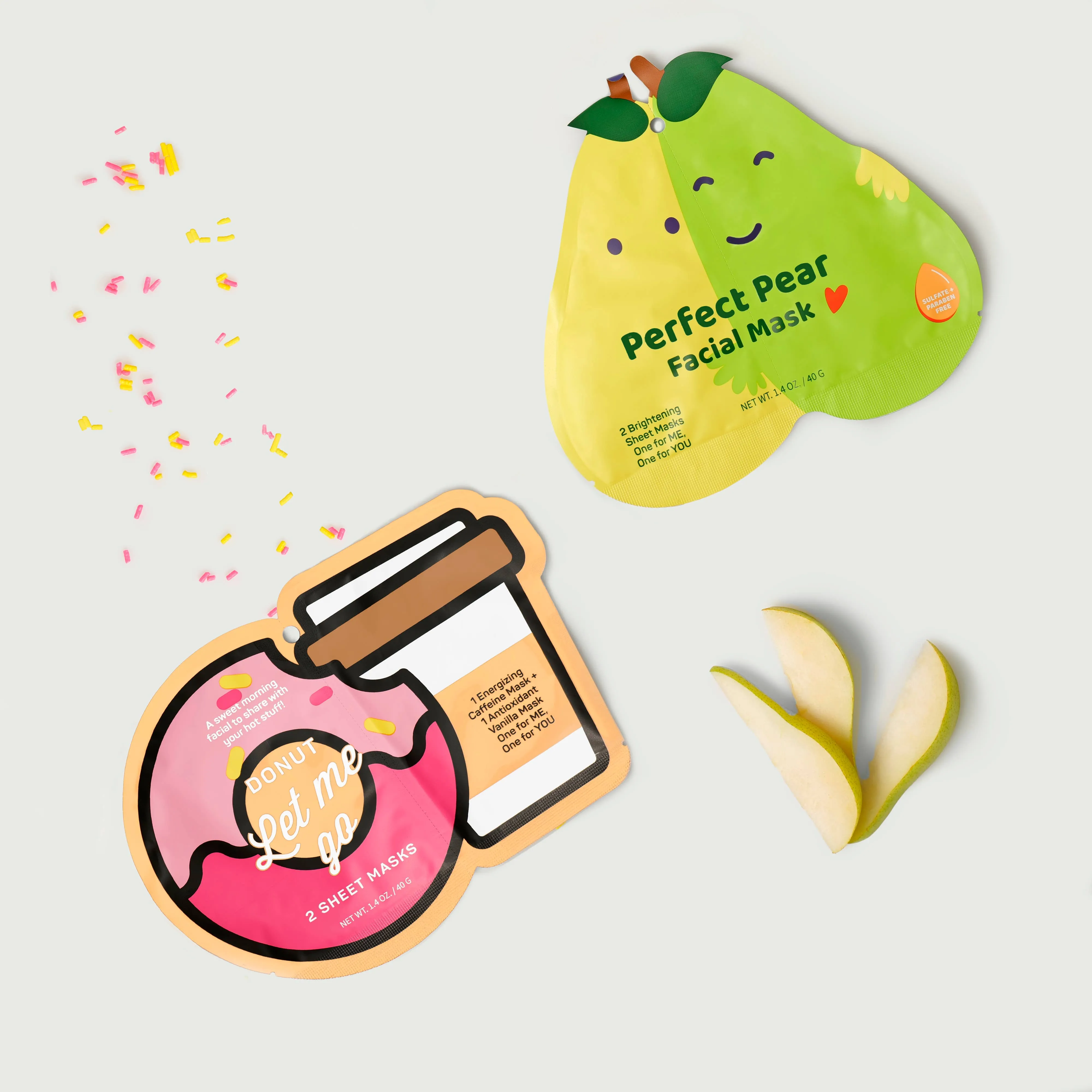 Donut Let Me Go & Perfect Pear Valentines' Face masks