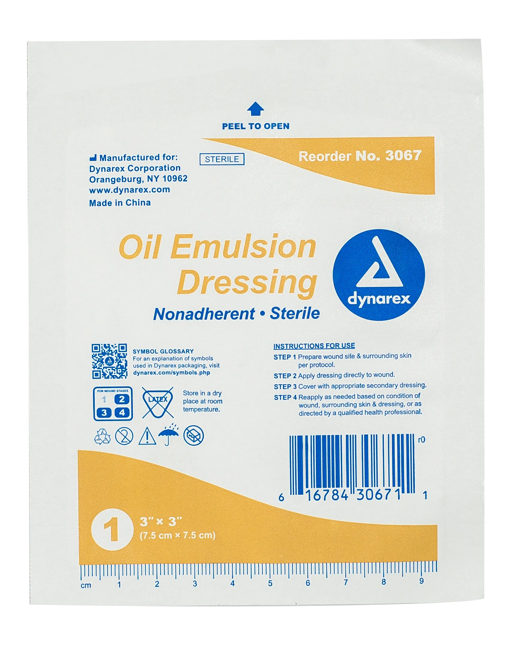 Dynarex - Oil Emulsion Dressing - 3"x3"