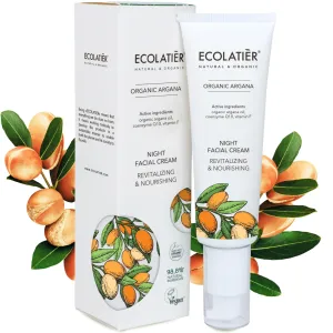 ECOLATIÈR Night Facial Cream Revitalizing & Nourishing Organic Argan Oil - Moisturizer Face Cream, Anti-Aging, Vitamin C, Vegan, 97.7% Natural Ingredients, 1.7 Fl Oz