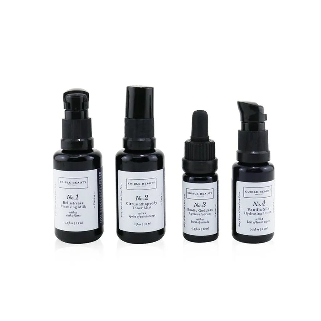 EDIBLE BEAUTY - & Edible Beauty on the Fly Travel Mini Kit: Cleansing Milk 15ml  Toner Mist 30ml  Ageless Serum 10ml  Hydrating
