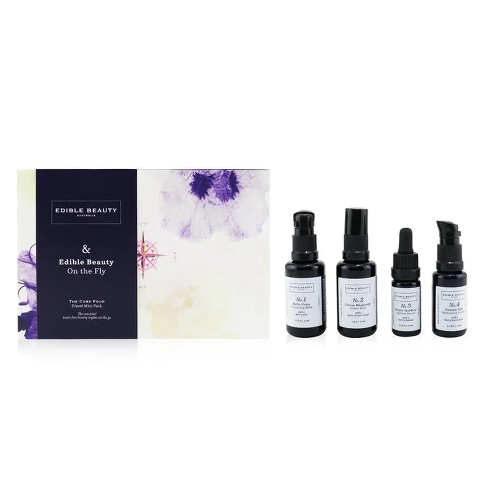 EDIBLE BEAUTY - & Edible Beauty on the Fly Travel Mini Kit: Cleansing Milk 15ml  Toner Mist 30ml  Ageless Serum 10ml  Hydrating