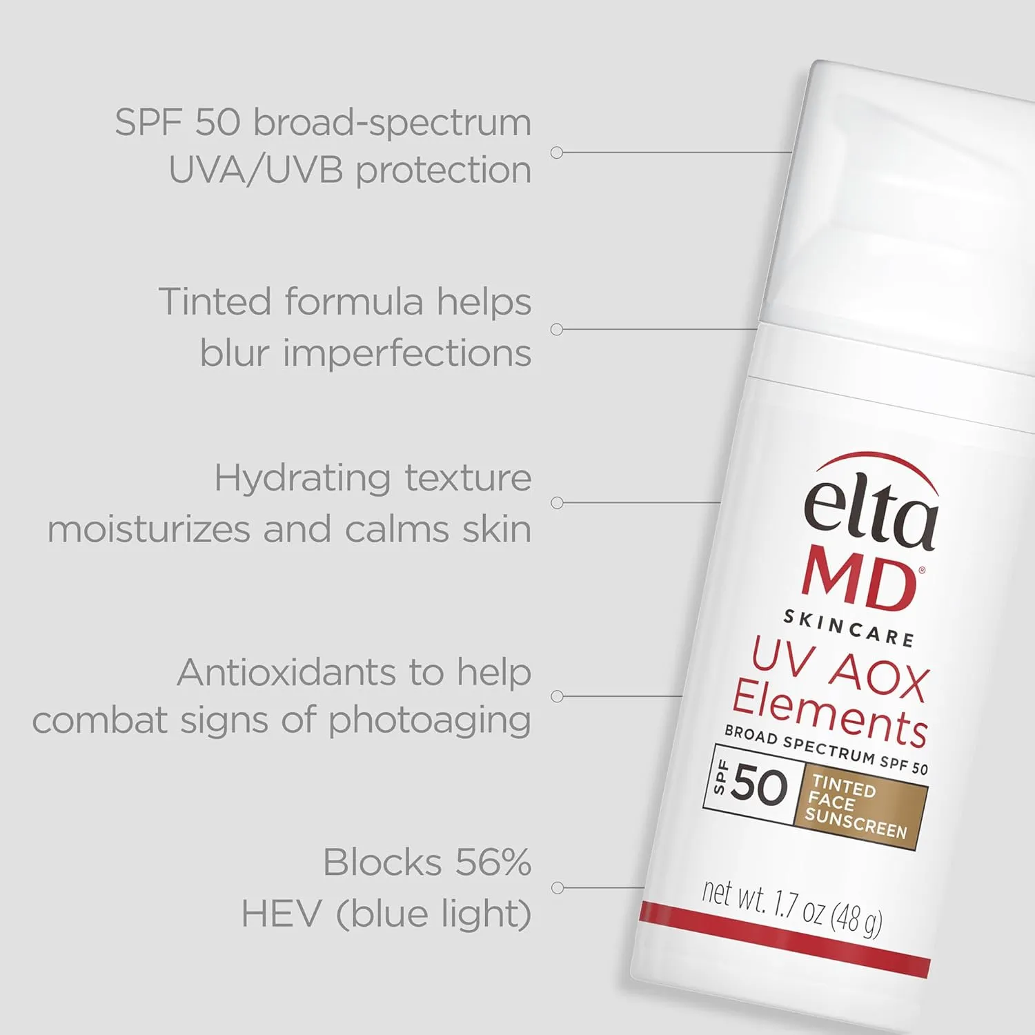 EltaMD UV AOX Elements Tinted Sunscreen Moisturizer SPF 50 1.7 oz Pump