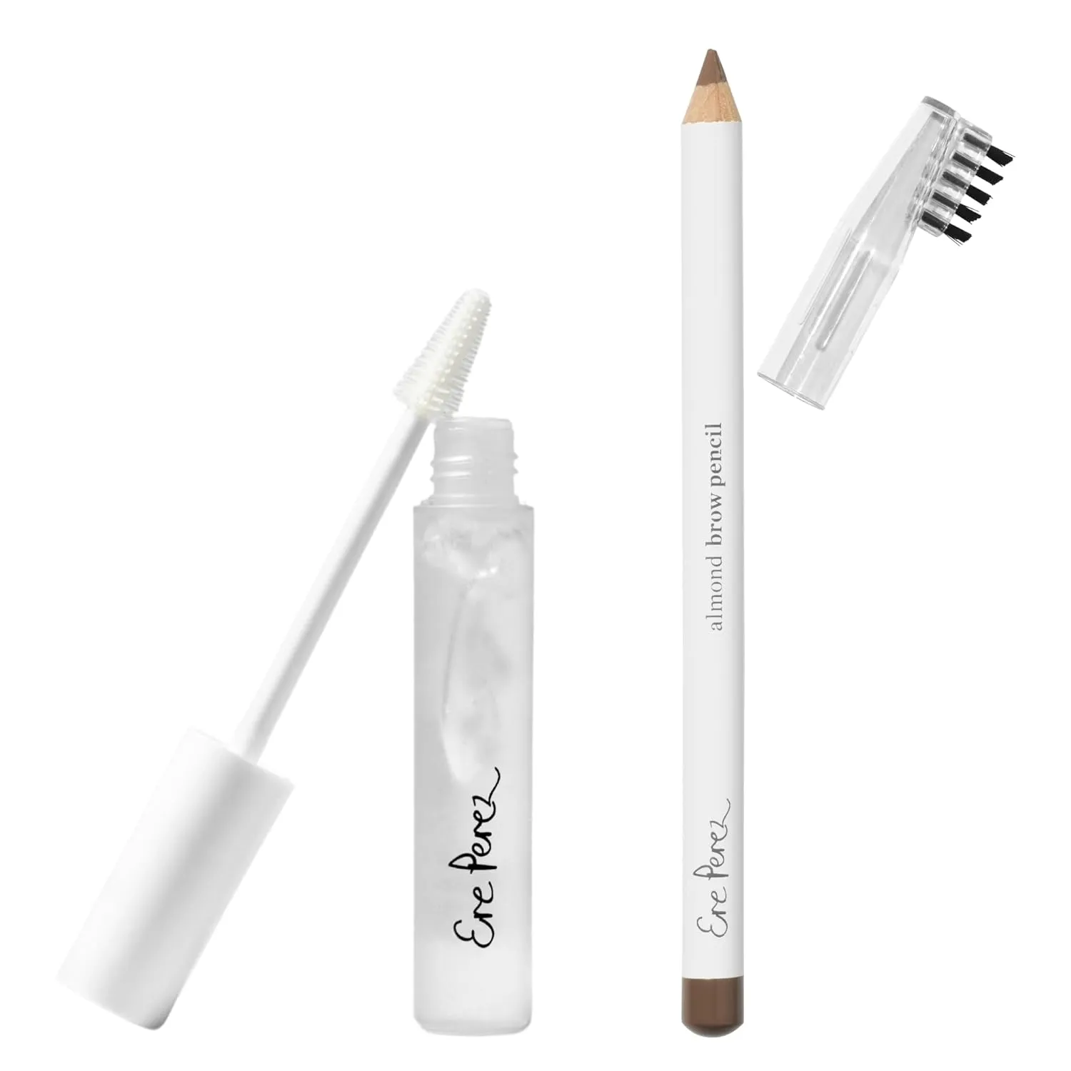 Ere Perez - Almond Eyebrow Pencil   Aloe Gel Lash Eyebrow Mascara BUNDLE | Sensitive Eye Safe, Vegan, Cruelty-Free Clean Beauty