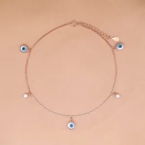 Evil Eye Drop (Pair) Anklet (Pure Silver)