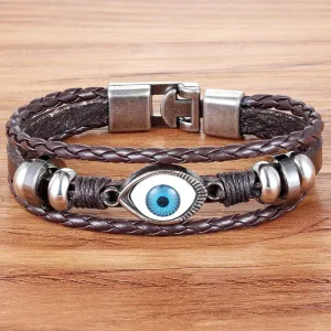 Evil Eye Leather Bracelet