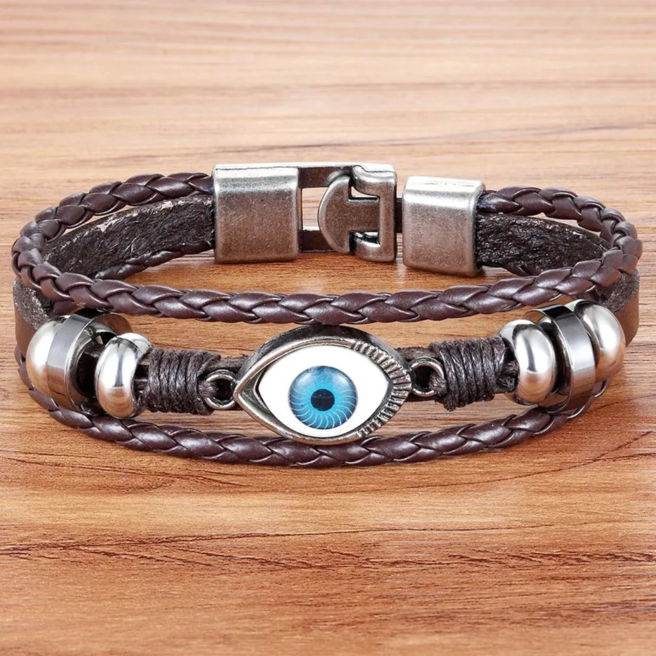 Evil Eye Leather Bracelet