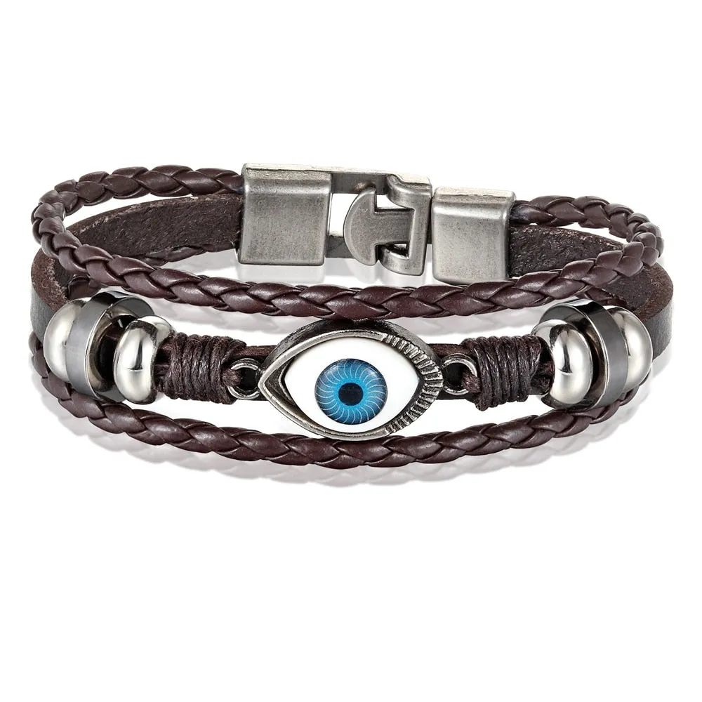 Evil Eye Leather Bracelet