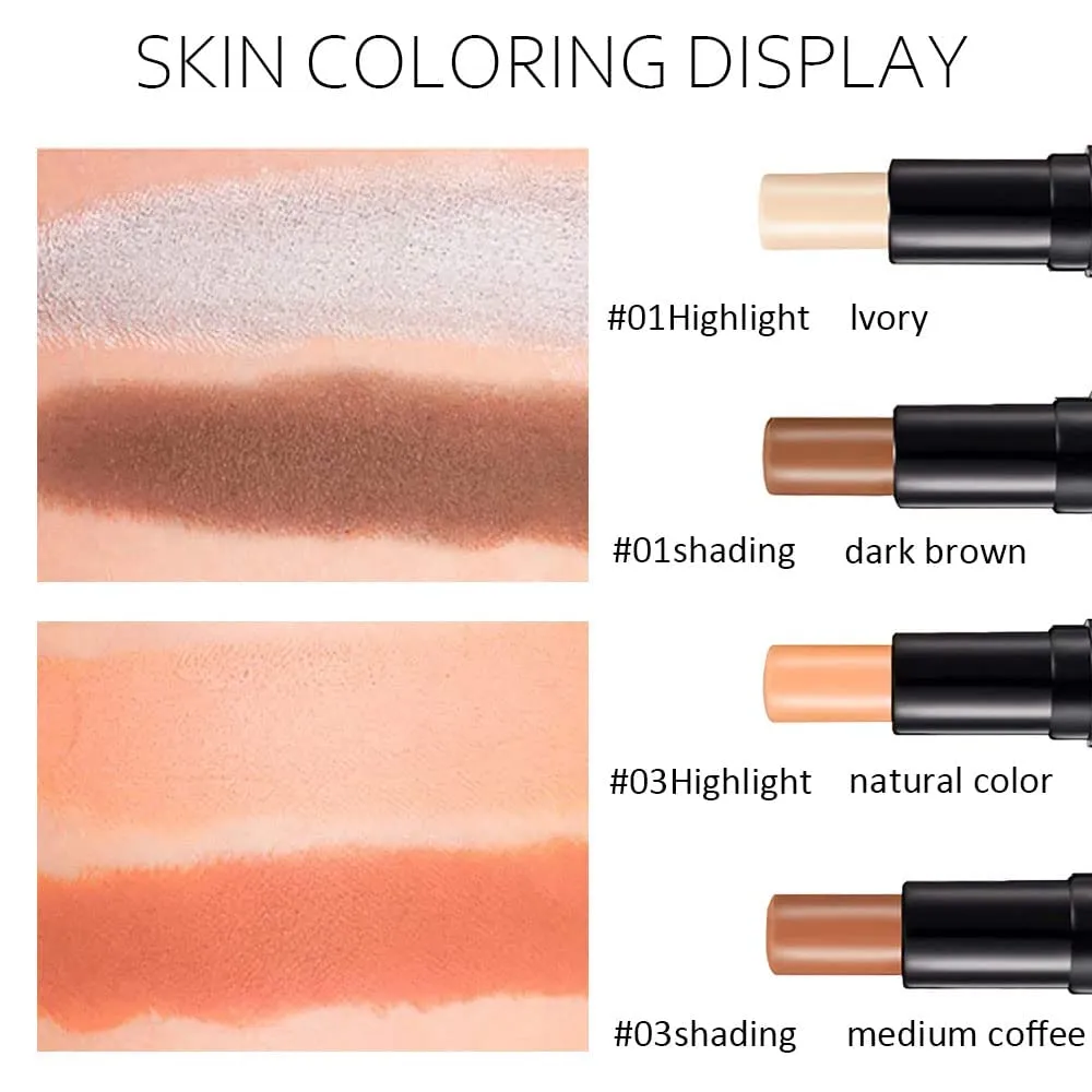 evpct 4 Colors Contour Stick Makeup Set, Cream Concealer Stick Contouring Palette Makeup Kit for Beginners, Nose Bronzer Sticks, Liquid Face Highlighter Make up contorno maquillaje, 01 03