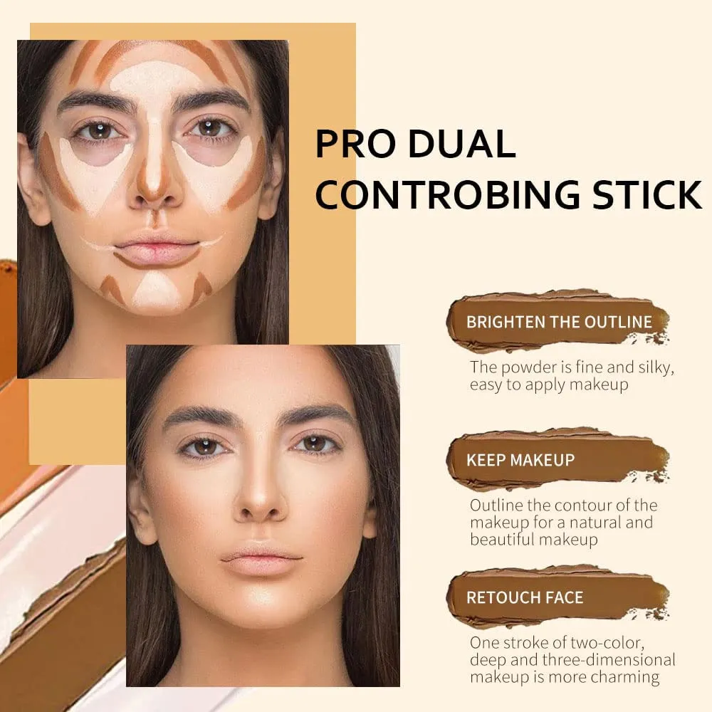 evpct 4 Colors Contour Stick Makeup Set, Cream Concealer Stick Contouring Palette Makeup Kit for Beginners, Nose Bronzer Sticks, Liquid Face Highlighter Make up contorno maquillaje, 01 03
