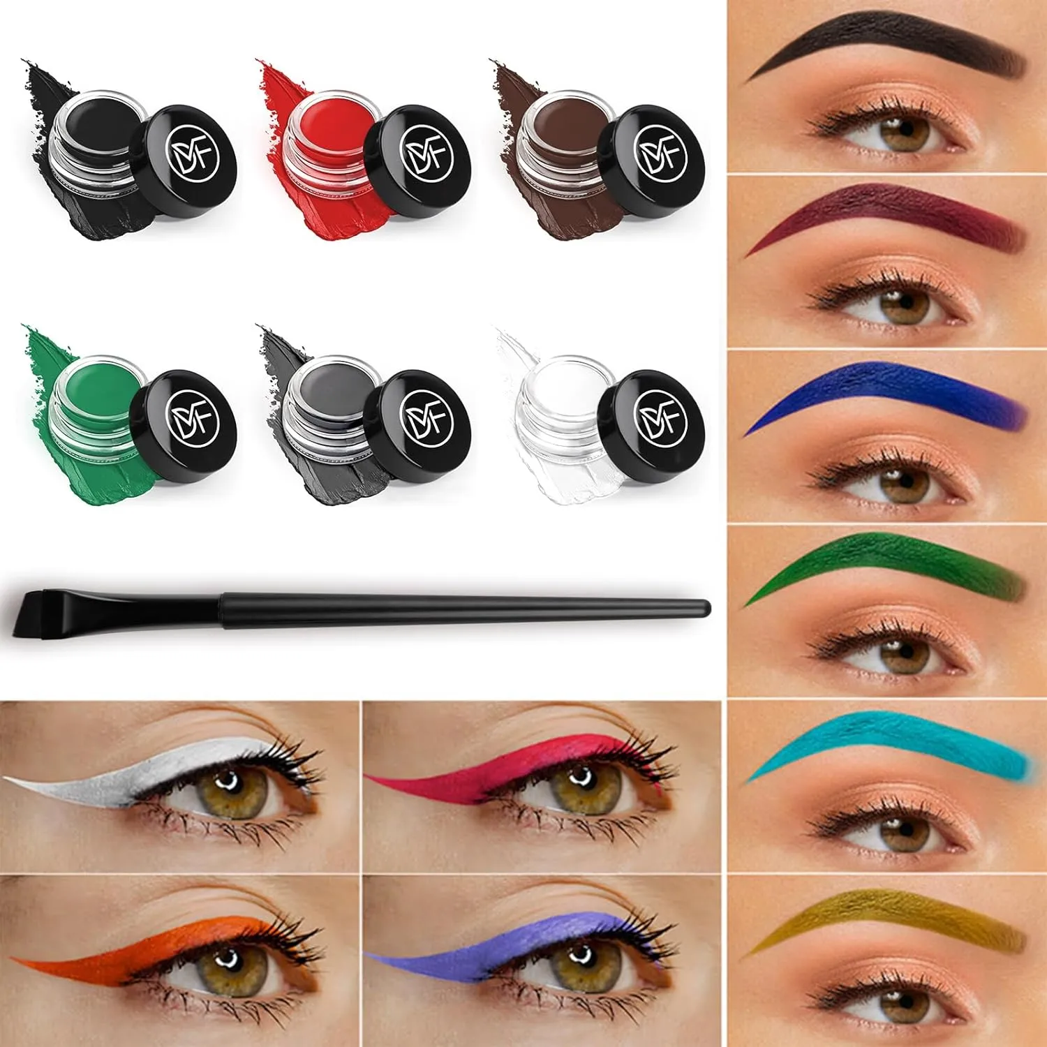 Eyeliner Gel Set,Long Lasting Waterproof High-Intensity Pigments Smudge-Proof Eye liner Makeup With 5.51 IN Long Eyeliner Brush Water-Resistant Creamy Gel 5G-Green