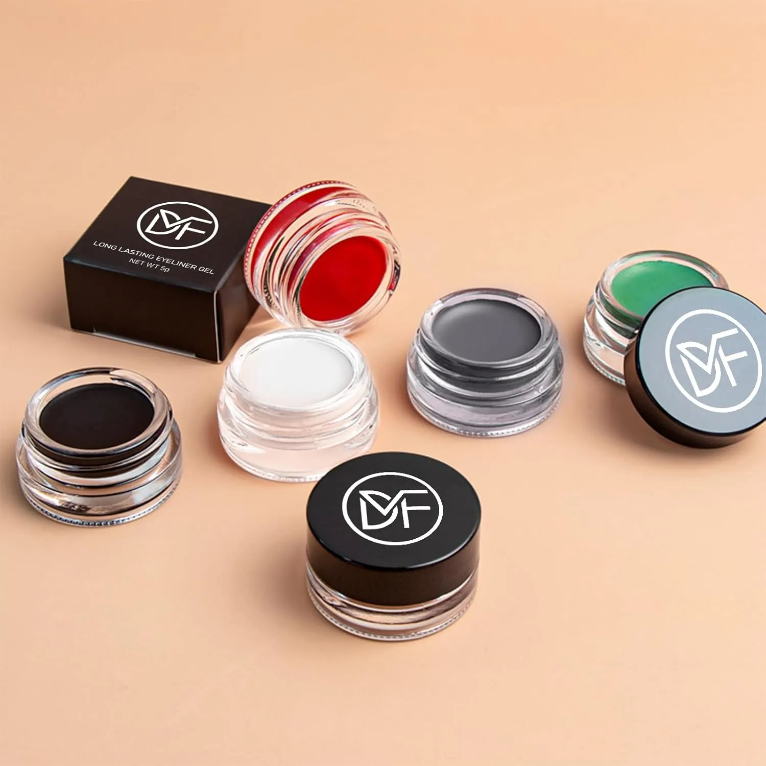 Eyeliner Gel Set,Long Lasting Waterproof High-Intensity Pigments Smudge-Proof Eye liner Makeup With 5.51 IN Long Eyeliner Brush Water-Resistant Creamy Gel 5G-Green
