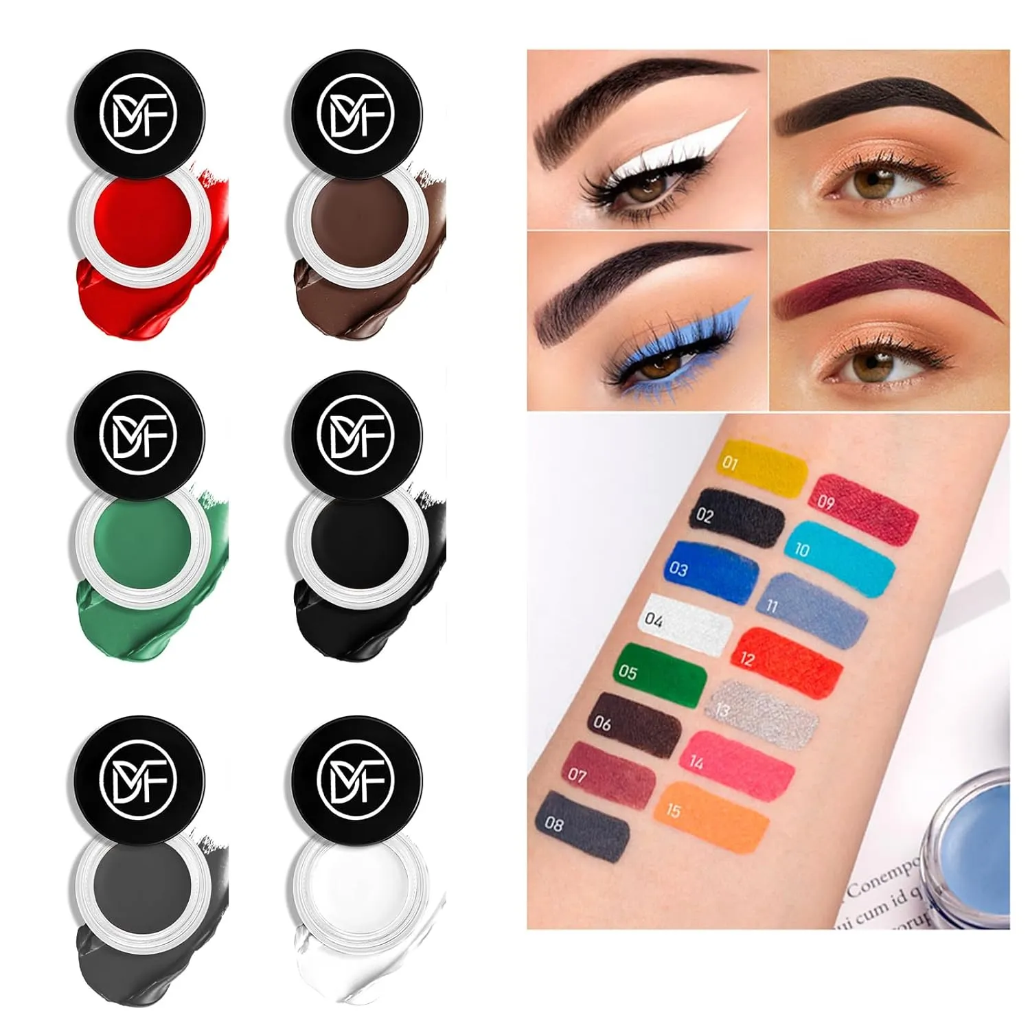 Eyeliner Gel Set,Long Lasting Waterproof High-Intensity Pigments Smudge-Proof Eye liner Makeup With 5.51 IN Long Eyeliner Brush Water-Resistant Creamy Gel 5G-Green