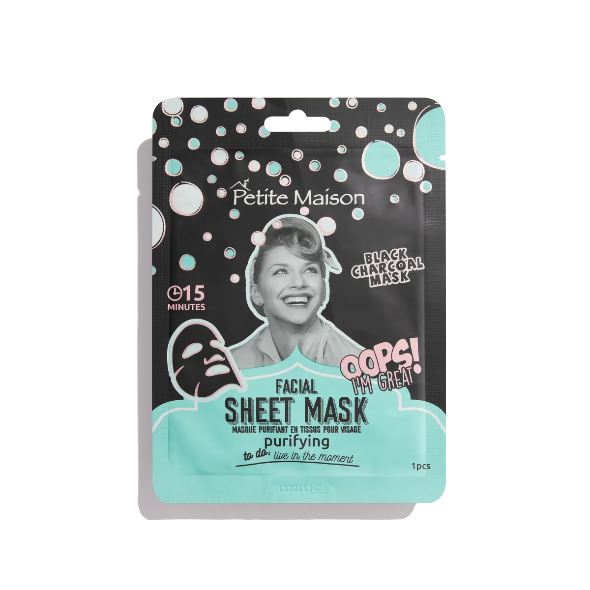 Facial Sheet Mask Pack 6 Pieces - Brightening, Detoxifying, Time Release, Moisturizing, Purifying, Energizing