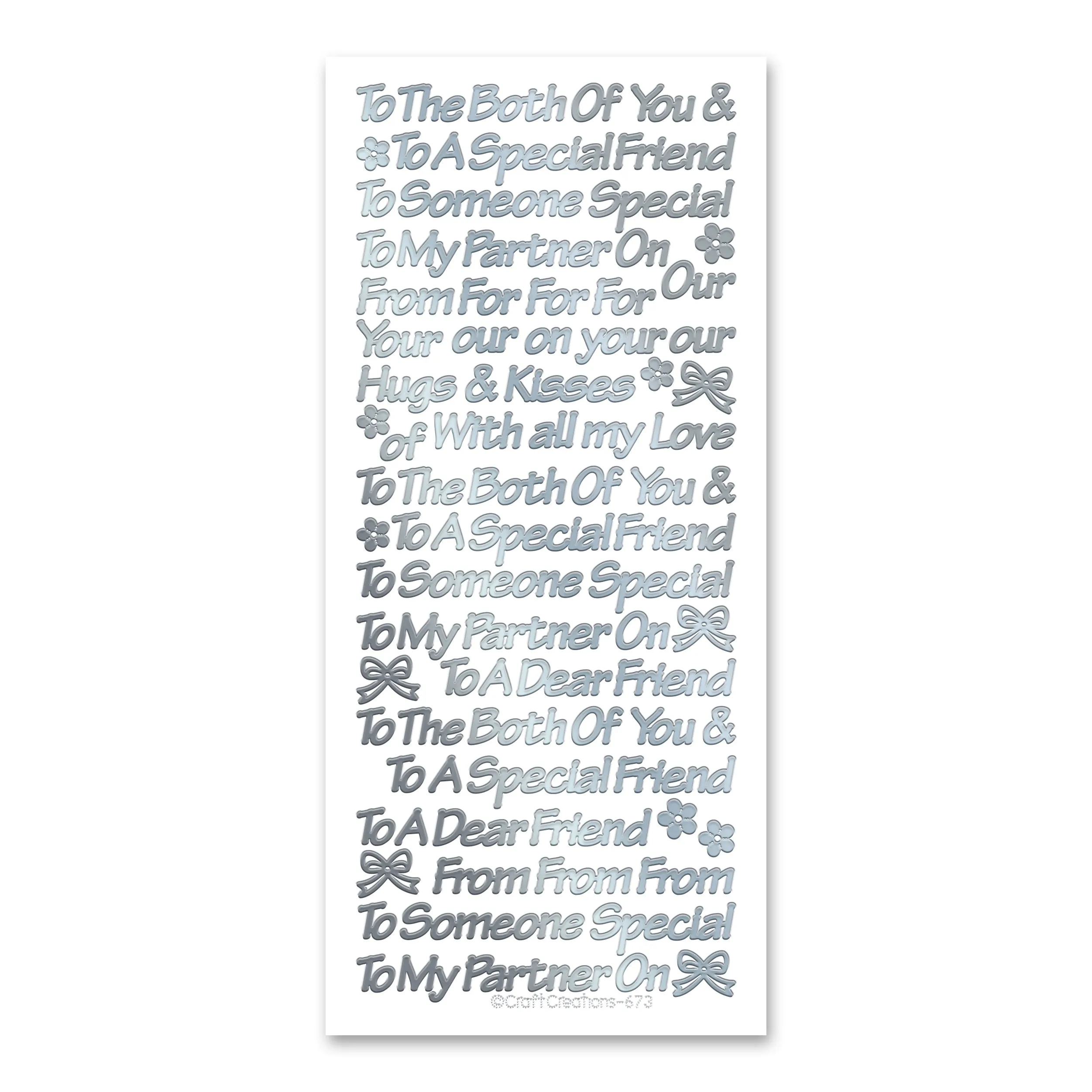 Friend - Partner Silver Self Adhesive Peel Off Stickers